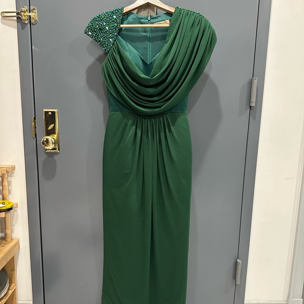 Dorian Ho Green Beaded Gown